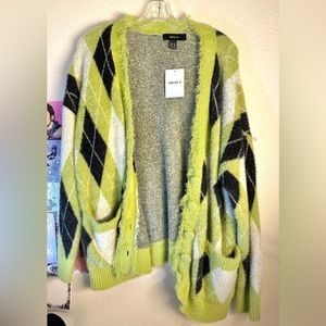 Green Plaid Cozy Fall Cardigan